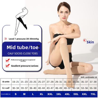 Mid-calf to knee-high elastic stockings