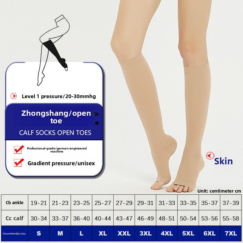 Mid-calf to knee-high elastic stockings