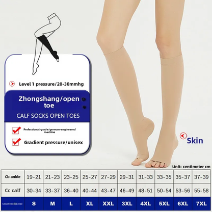 Mid-calf to knee-high elastic stockings