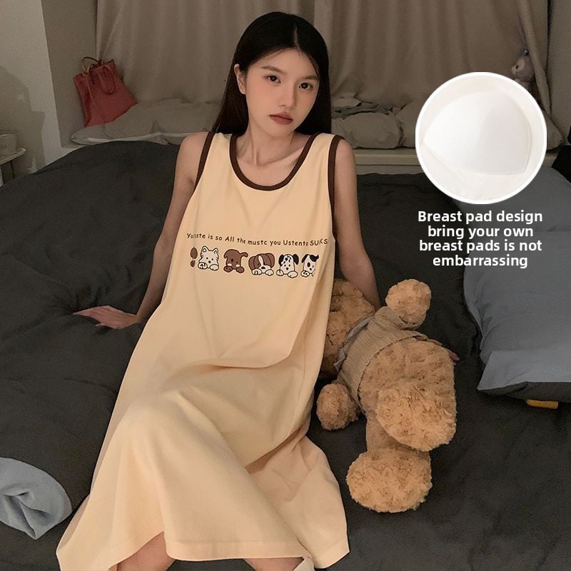 Mid-Length Cartoon Sleeveless Home Clothes