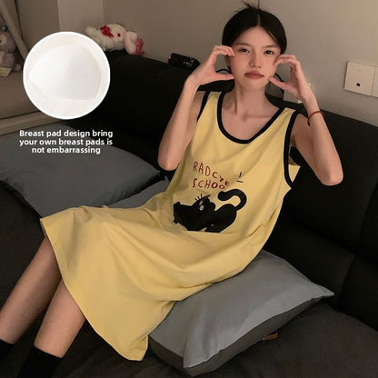 Mid-Length Cartoon Sleeveless Home Clothes