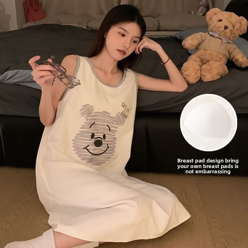 Mid-Length Cartoon Sleeveless Home Clothes