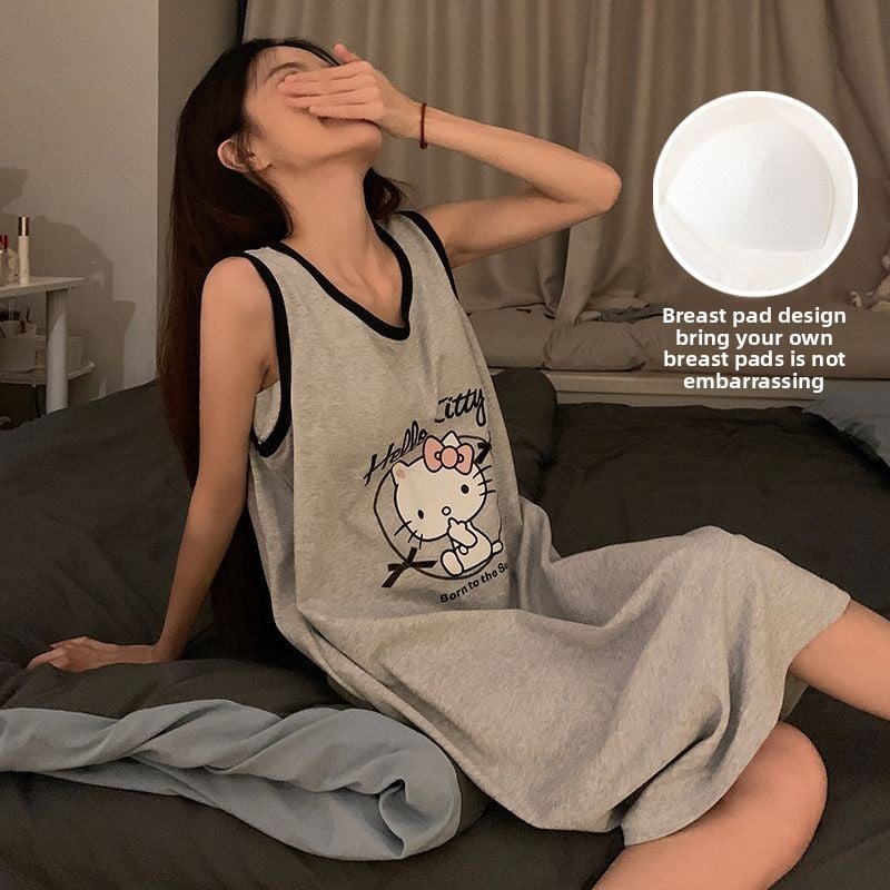 Mid-Length Cartoon Sleeveless Home Clothes
