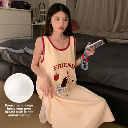 Mid-Length Cartoon Sleeveless Home Clothes