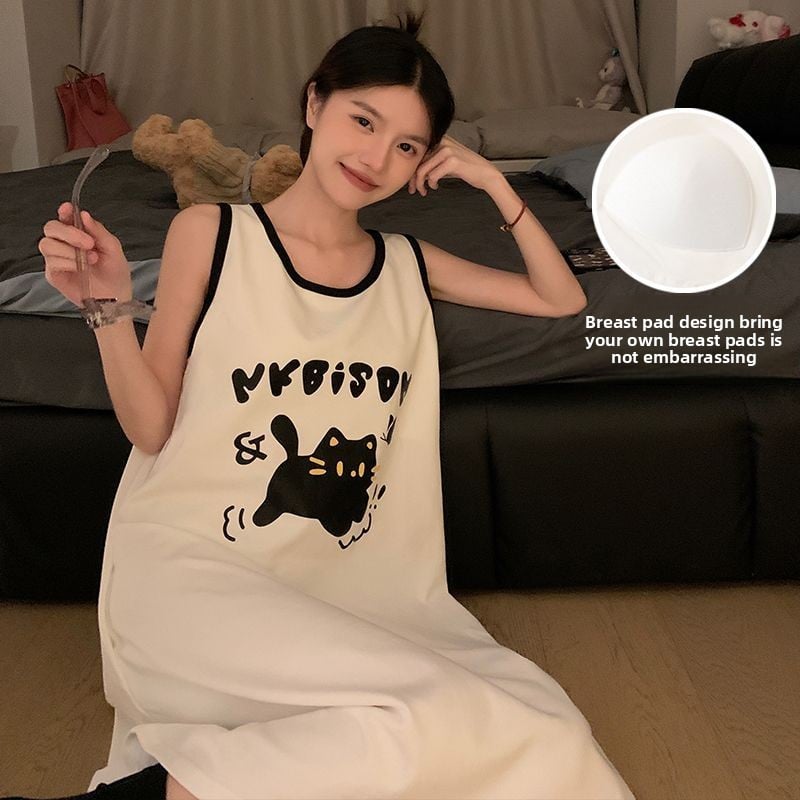 Mid-Length Cartoon Sleeveless Home Clothes