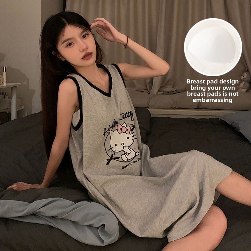 Mid-Length Cartoon Sleeveless Home Clothes