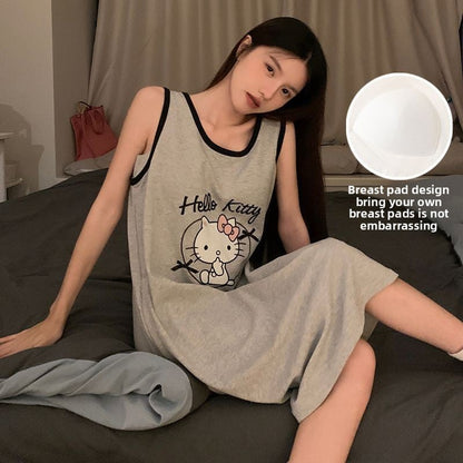 Mid-Length Cartoon Sleeveless Home Clothes