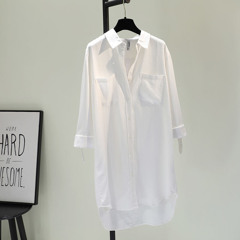 Mid-Length Denim Cotton Shirt Dress