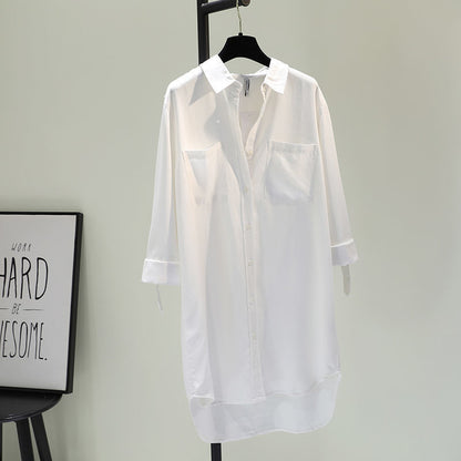 Mid-Length Denim Cotton Shirt Dress