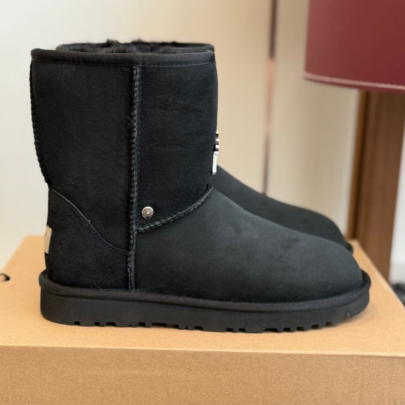 Mid-Top Winter Snow Boots with Wool Lining