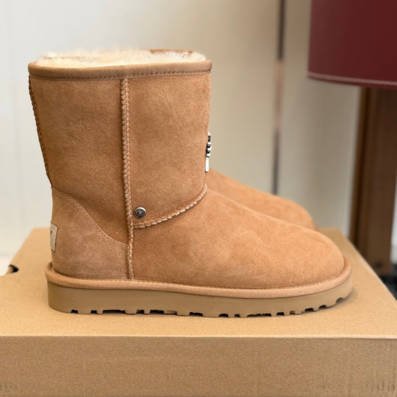 Mid-Top Winter Snow Boots with Wool Lining