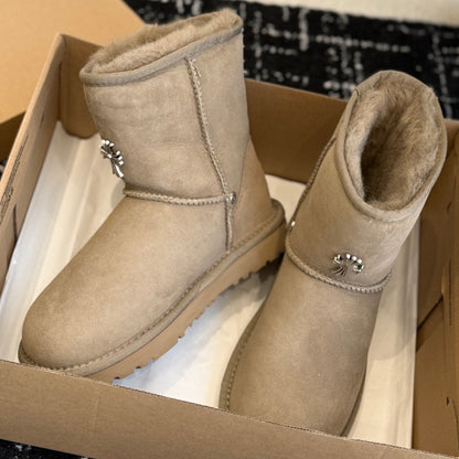 Mid-Top Winter Snow Boots with Wool Lining