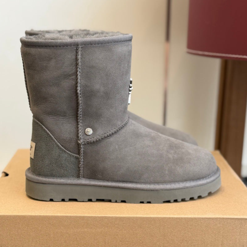 Mid-Top Winter Snow Boots with Wool Lining