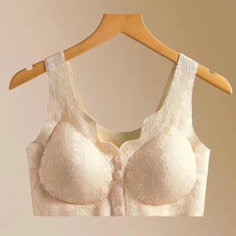 Middle-aged Women Front Open Wire-free Bra with Chest Pad