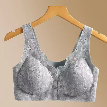 Middle-aged Women Front Open Wire-free Bra with Chest Pad