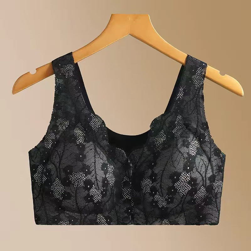 Middle-aged Women Front Open Wire-free Bra with Chest Pad
