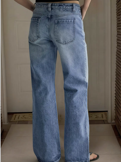 Midriff-length denim pants