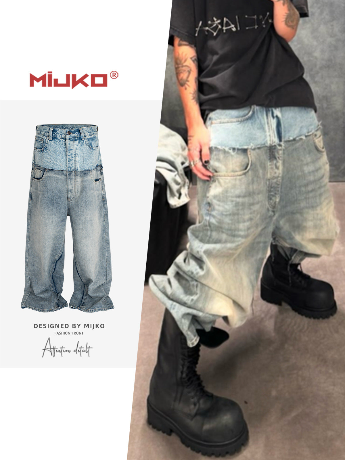 MIJKO Baggy Straight Jeans