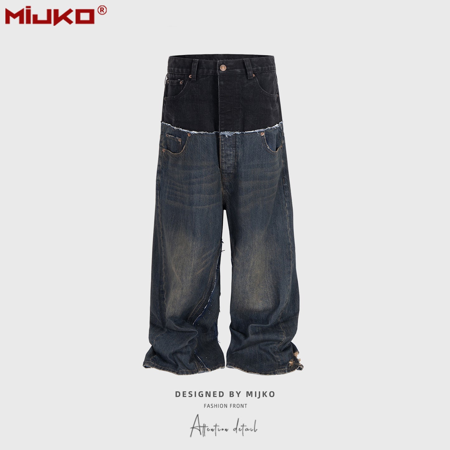 MIJKO Baggy Straight Jeans