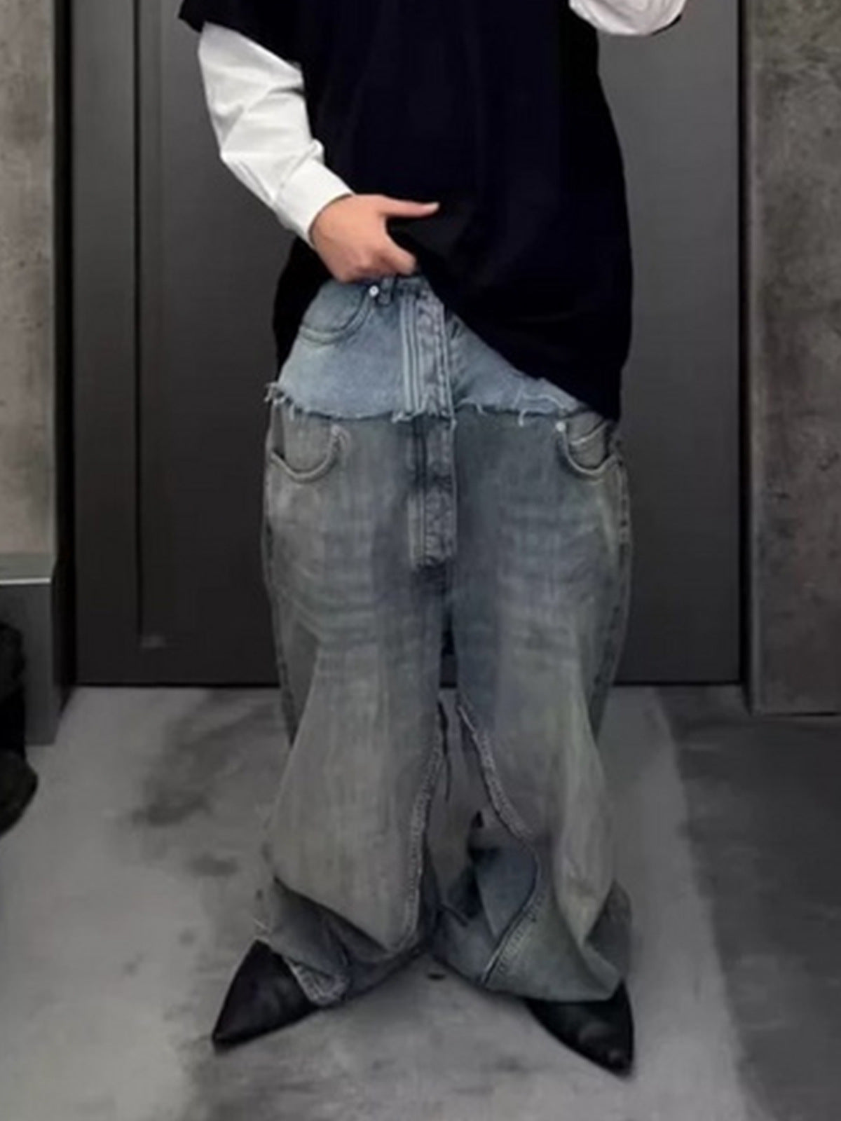 MIJKO Baggy Straight Jeans