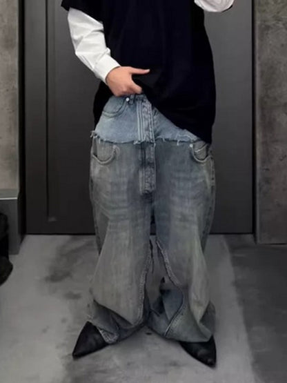 MIJKO Baggy Straight Jeans