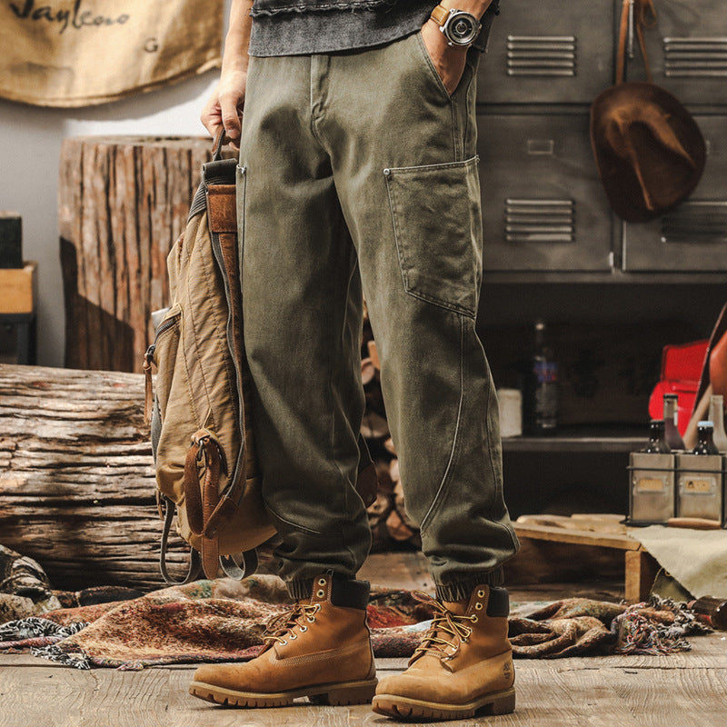 Military Green Casual Cotton Pants