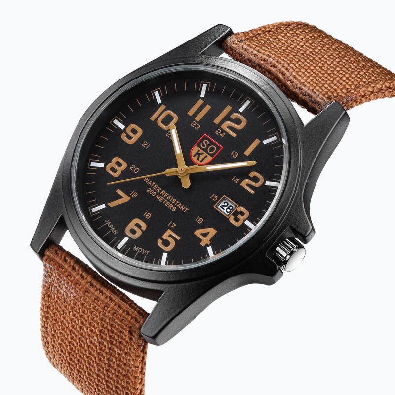 Military Style Quartz Watch with Nylon Strap