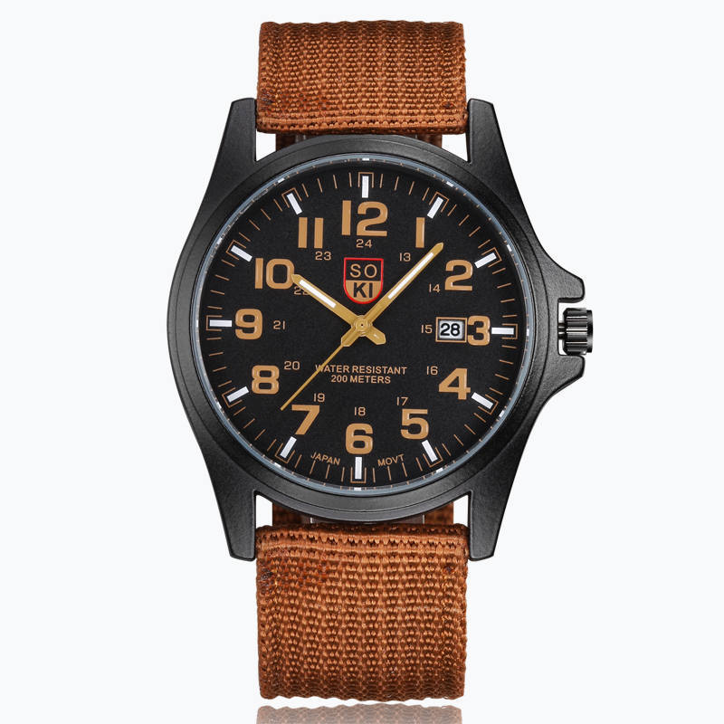 Military Style Quartz Watch with Nylon Strap