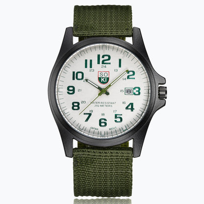 Military Style Quartz Watch with Nylon Strap