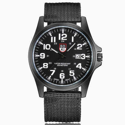 Military Style Quartz Watch with Nylon Strap