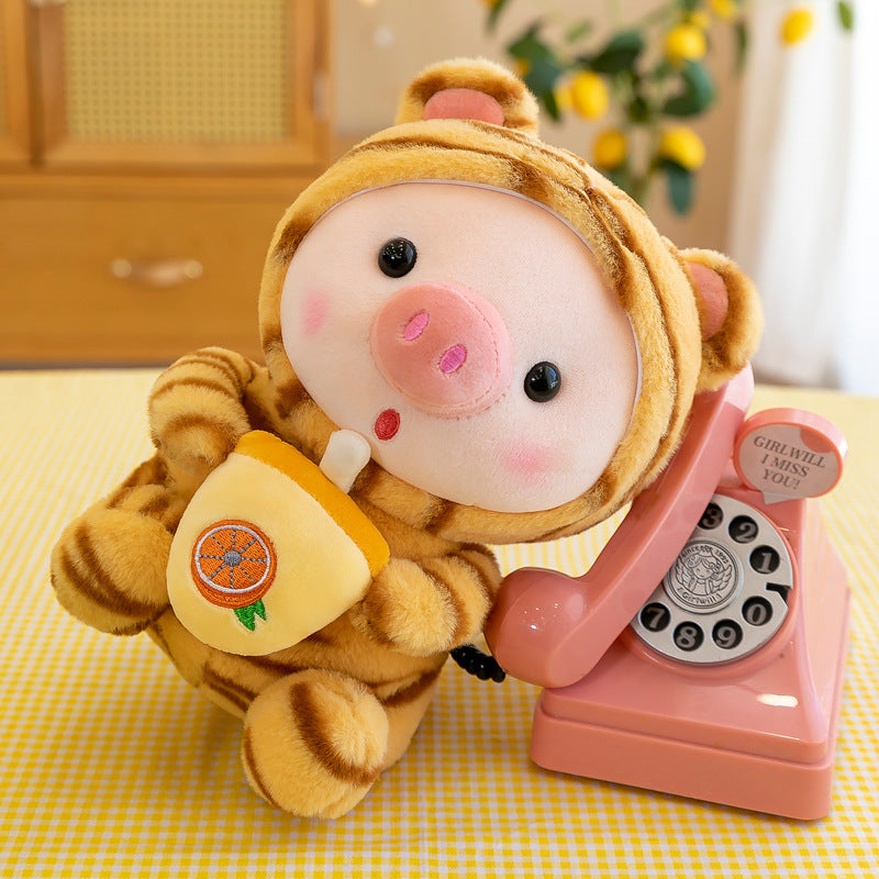 Milk bottle pig plush toy