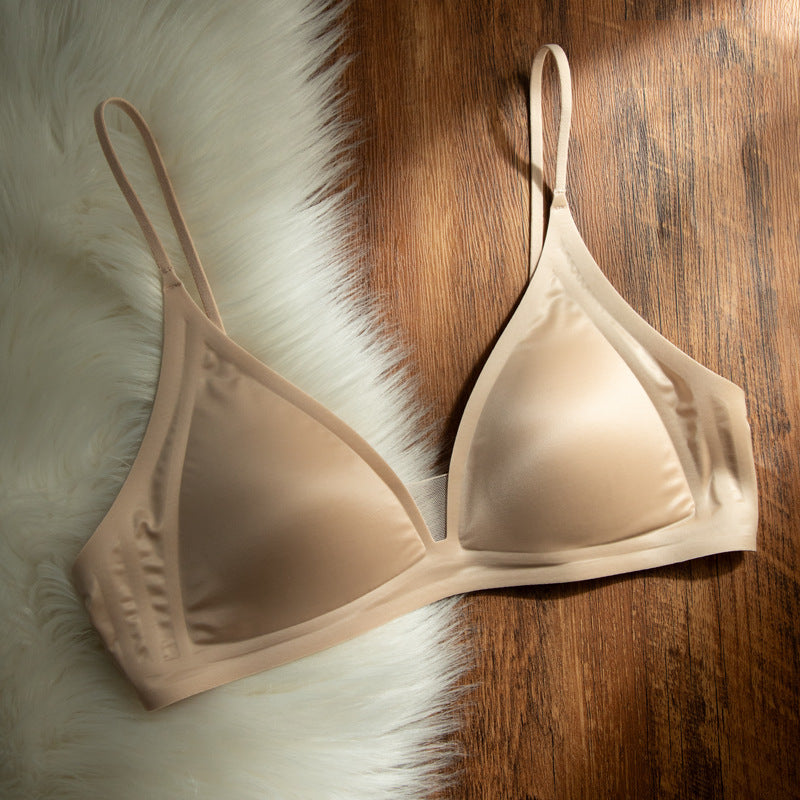 Milk Satin Wireless Deep V-neck Bra