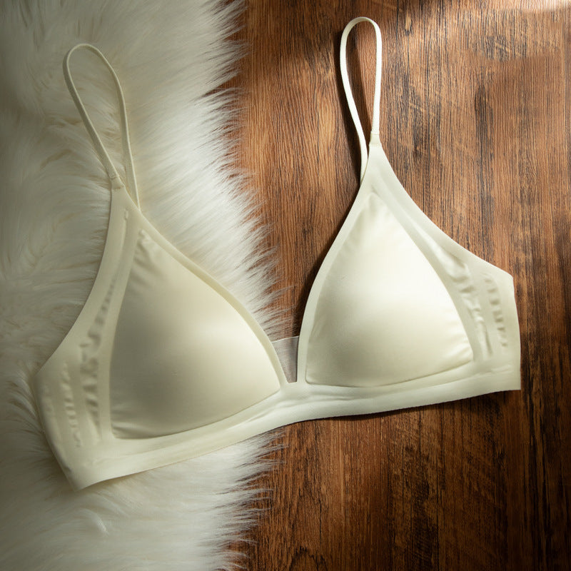 Milk Satin Wireless Deep V-neck Bra