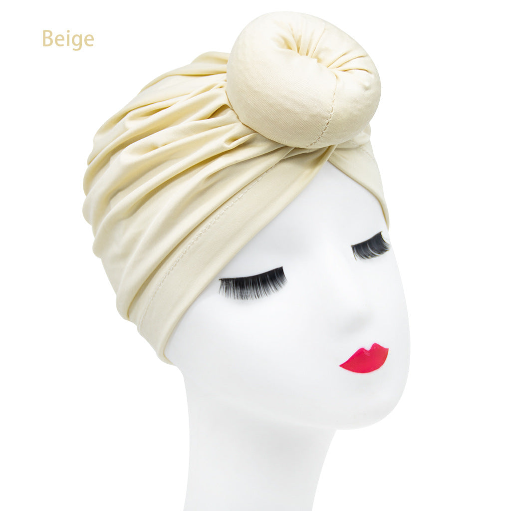 Milk Silk Ethnic Knot Turban Cap for Women