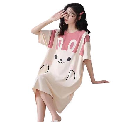 Milk silk thin large-sized nightgown