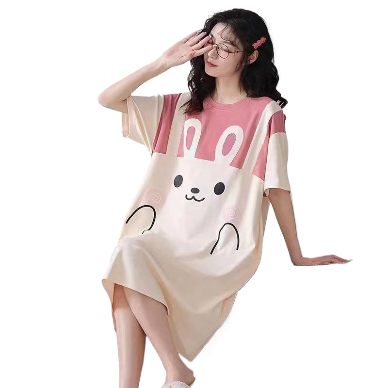 Milk silk thin large-sized nightgown