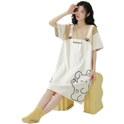 Milk silk thin large-sized nightgown