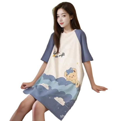 Milk silk thin large-sized nightgown