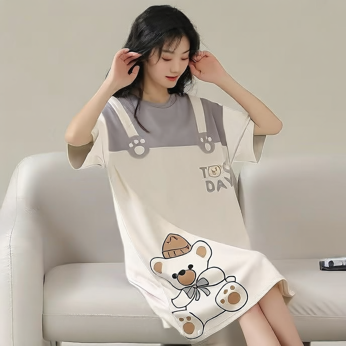 Milk silk thin large-sized nightgown
