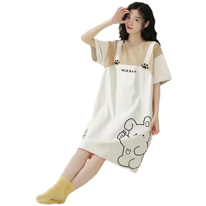 Milk silk thin large-sized nightgown