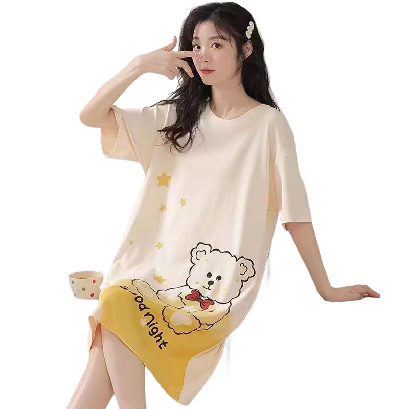 Milk silk thin large-sized nightgown