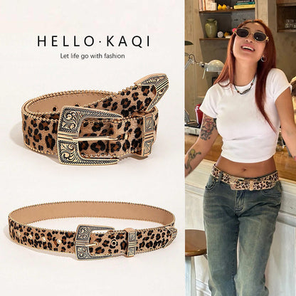 Millennium Wind Leopard Pattern Buckle Belt