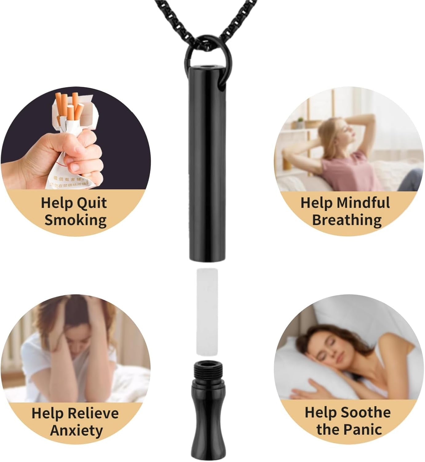 Mindfulness Breathing Whistle Necklace Pendant