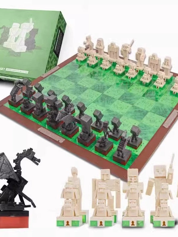 Minecraft Themed Chess Set with Character Pieces