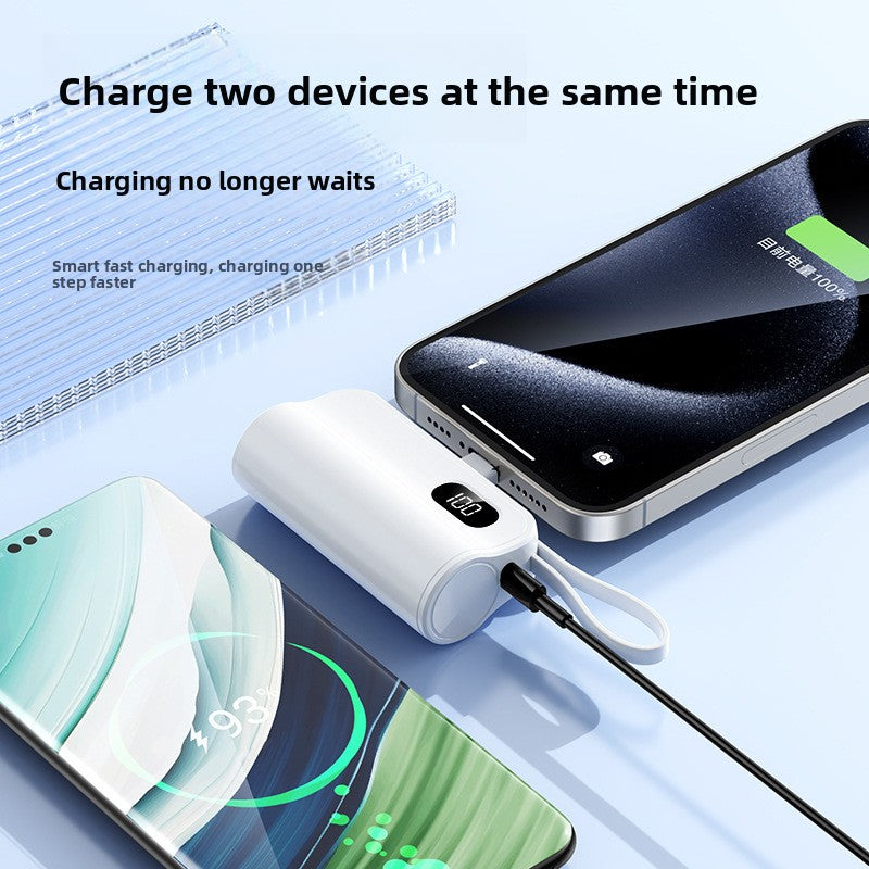 Mini Capsule Power Bank with Built-in Cable