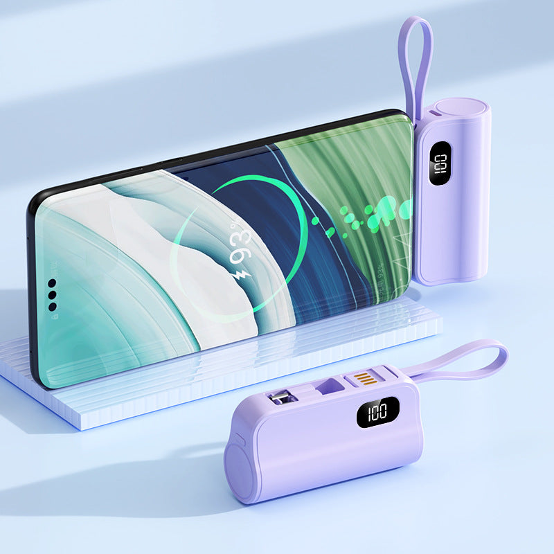 Mini Capsule Power Bank with Built-in Cable