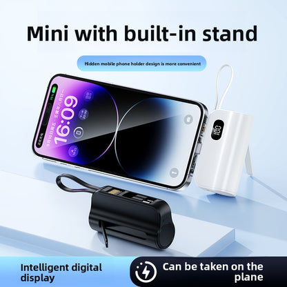 Mini Capsule Power Bank with Built-in Cable