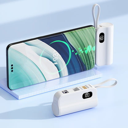 Mini Capsule Power Bank with Built-in Cable