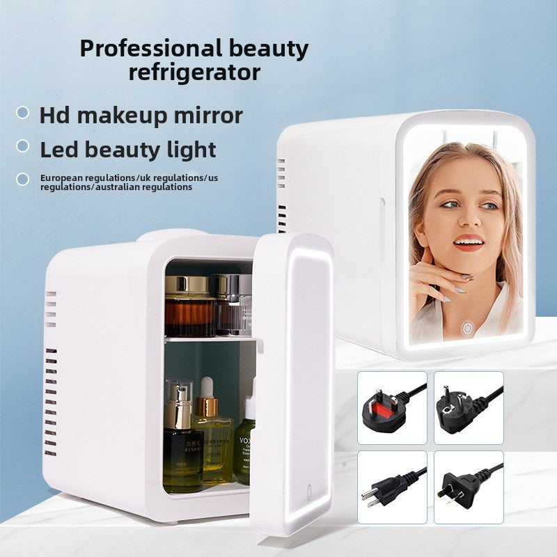 Mini Car Refrigerator with LED Mirror and Temperature Control