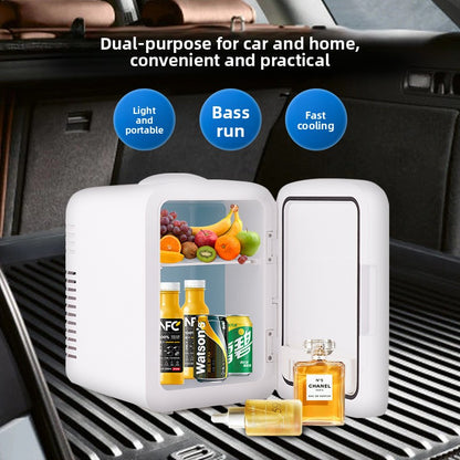 Mini Car Refrigerator with LED Mirror and Temperature Control